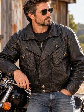 Vintage Wilsons Leather Men's Black Asymmetrical Moto Jacket Thinsulate
